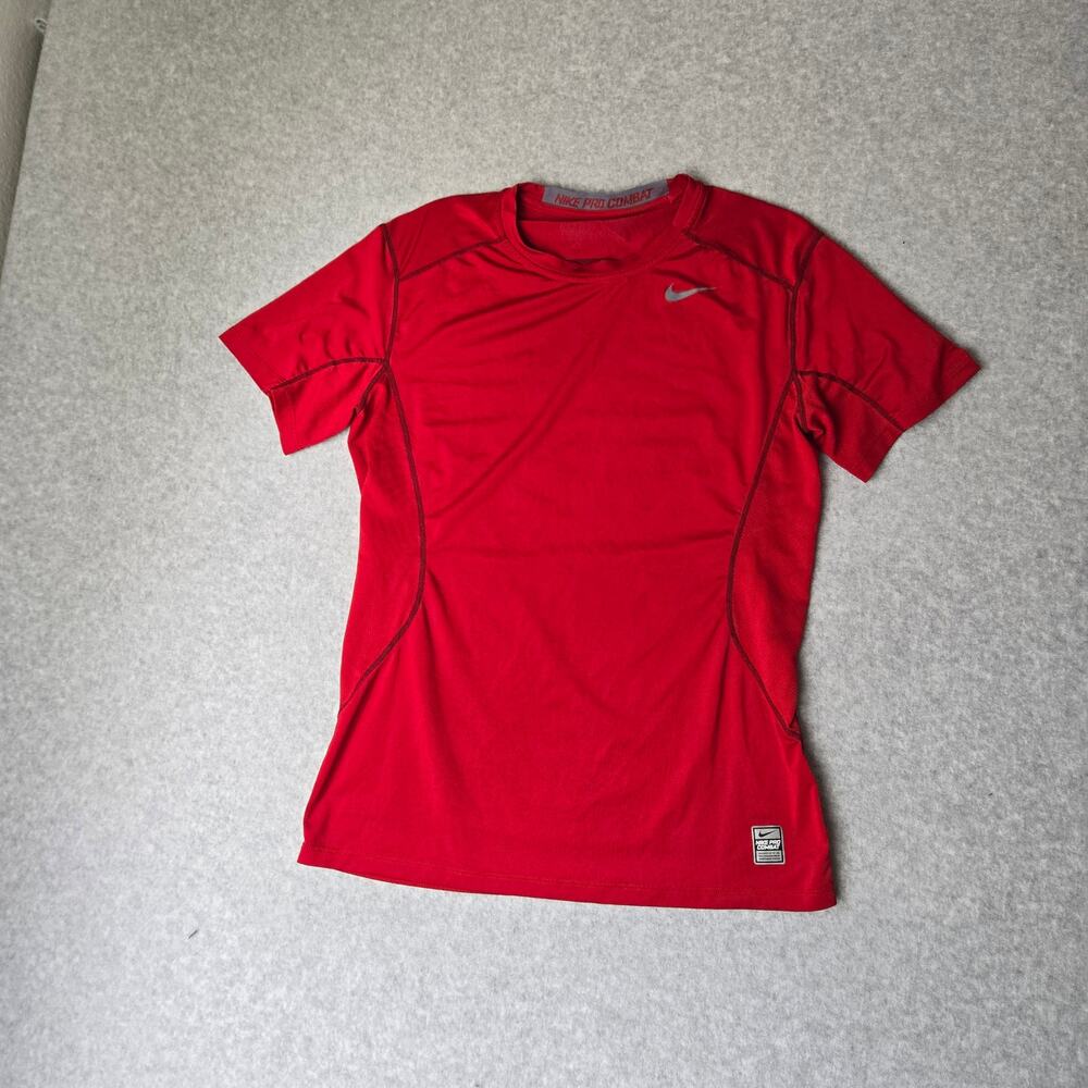 Nike Pro Combat Short Sleeve Compression Shirt Red Men's Medium